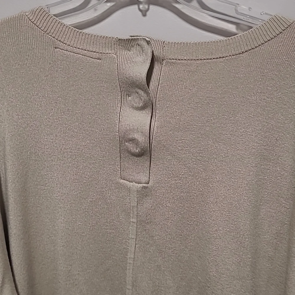 Anthropologie Saturday Sunday oversized large petite tan sweater with pockets